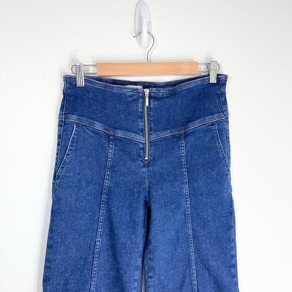 Anthropologie Pilcro Seamed Mid-Rise Crop Flare Jeans Wide Leg | Blue | SZ 29 - Picture 7 of 14
